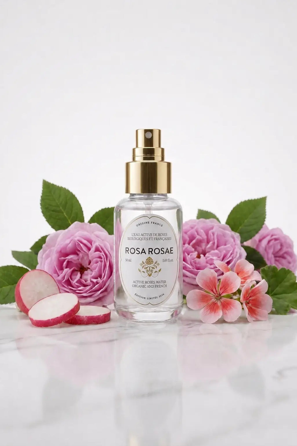 Eau active aux roses biologiques et françaises