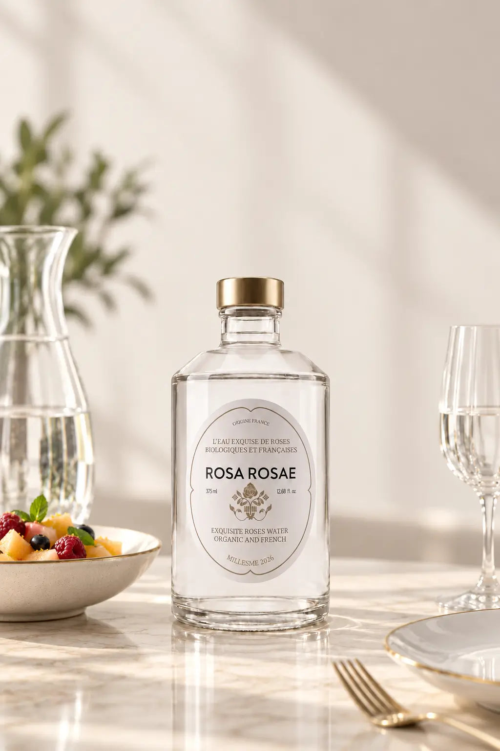 Eau exquise aux roses biologiques et françaises